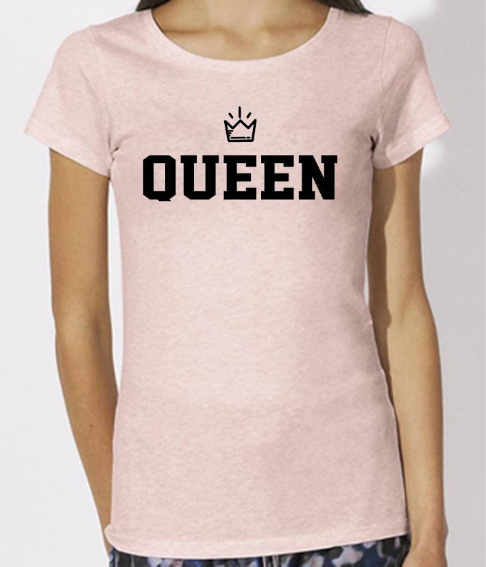 Queen-Strass Crest Logo-Officiel Femmes Ajusté T-Shirt Noir 